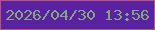 文字の大きさ：3、枠の色：ba5473、背景の色：5822a2、文字の色：84a67b 無料ブログパーツのブログ時計