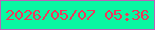 文字の大きさ：2、枠の色：ba61b9、背景の色：09f7a2、文字の色：f0375a 無料ブログパーツのブログ時計
