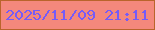 文字の大きさ：2、枠の色：ba642b、背景の色：f4887c、文字の色：765bf7 無料ブログパーツのブログ時計