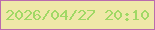 文字の大きさ：5、枠の色：ba6bae、背景の色：efe8a8、文字の色：a0d865 無料ブログパーツのブログ時計