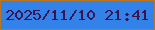 文字の大きさ：4、枠の色：ba761f、背景の色：3382e9、文字の色：39144f 無料ブログパーツのブログ時計