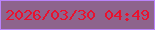 文字の大きさ：2、枠の色：ba83fb、背景の色：8e648d、文字の色：ea112e 無料ブログパーツのブログ時計