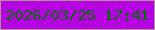 文字の大きさ：5、枠の色：ba8d96、背景の色：b503e2、文字の色：026d02 無料ブログパーツのブログ時計