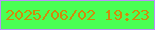 文字の大きさ：2、枠の色：ba90fa、背景の色：4aff54、文字の色：d08b0a 無料ブログパーツのブログ時計
