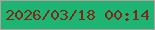 文字の大きさ：5、枠の色：ba9b9e、背景の色：1db573、文字の色：822718 無料ブログパーツのブログ時計