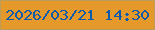 文字の大きさ：2、枠の色：ba9d5b、背景の色：e6992b、文字の色：0f5aaa 無料ブログパーツのブログ時計