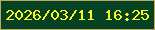 文字の大きさ：5、枠の色：baa960、背景の色：054224、文字の色：fcf91a 無料ブログパーツのブログ時計