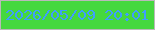 文字の大きさ：1、枠の色：bab9b9、背景の色：45d83e、文字の色：3f9efd 無料ブログパーツのブログ時計