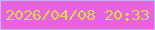文字の大きさ：4、枠の色：bab9f6、背景の色：e861de、文字の色：d9db45 無料ブログパーツのブログ時計