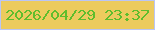 文字の大きさ：4、枠の色：bac5f6、背景の色：eccb5e、文字の色：5ebd2d 無料ブログパーツのブログ時計