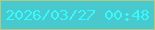 文字の大きさ：1、枠の色：bac67e、背景の色：48c9cd、文字の色：38f9fc 無料ブログパーツのブログ時計