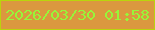 文字の大きさ：3、枠の色：bad40c、背景の色：db983f、文字の色：97f639 無料ブログパーツのブログ時計