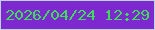 文字の大きさ：1、枠の色：bad4e5、背景の色：7d29cf、文字の色：3cdd58 無料ブログパーツのブログ時計