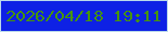 文字の大きさ：2、枠の色：bad9ea、背景の色：0e21e5、文字の色：469408 無料ブログパーツのブログ時計