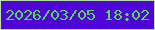 文字の大きさ：2、枠の色：badbb4、背景の色：4e06d6、文字の色：53dc4c 無料ブログパーツのブログ時計