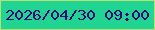 文字の大きさ：3、枠の色：badf75、背景の色：1fd591、文字の色：370779 無料ブログパーツのブログ時計
