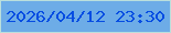 文字の大きさ：4、枠の色：badfdc、背景の色：6dace7、文字の色：064de2 無料ブログパーツのブログ時計