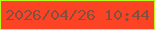 文字の大きさ：5、枠の色：baf91d、背景の色：fc4424、文字の色：864e3c 無料ブログパーツのブログ時計