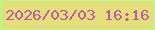 文字の大きさ：5、枠の色：bafc8b、背景の色：e5de7d、文字の色：bb5f9c 無料ブログパーツのブログ時計
