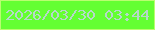 文字の大きさ：3、枠の色：bafd70、背景の色：64ff32、文字の色：b6d8ca 無料ブログパーツのブログ時計