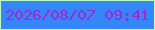 文字の大きさ：4、枠の色：bafdc7、背景の色：3587f9、文字の色：9f28d1 無料ブログパーツのブログ時計