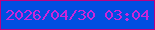 文字の大きさ：4、枠の色：bb0083、背景の色：014ee1、文字の色：c927d9 無料ブログパーツのブログ時計
