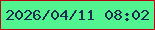 文字の大きさ：2、枠の色：bb0516、背景の色：51f48e、文字の色：1b2e4e 無料ブログパーツのブログ時計