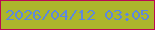 文字の大きさ：3、枠の色：bb0854、背景の色：acb62c、文字の色：5d88dd 無料ブログパーツのブログ時計
