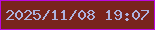 文字の大きさ：5、枠の色：bb08df、背景の色：79241d、文字の色：adb3df 無料ブログパーツのブログ時計