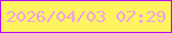 文字の大きさ：3、枠の色：bb0bf3、背景の色：fdf45f、文字の色：efa2e0 無料ブログパーツのブログ時計