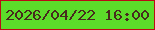 文字の大きさ：3、枠の色：bb0c16、背景の色：5bdd2a、文字の色：472c1e 無料ブログパーツのブログ時計