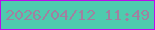 文字の大きさ：2、枠の色：bb0dea、背景の色：4fcbae、文字の色：a180a0 無料ブログパーツのブログ時計