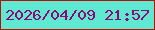 文字の大きさ：2、枠の色：bb1001、背景の色：5fe9d3、文字の色：8f0974 無料ブログパーツのブログ時計
