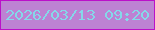 文字の大きさ：4、枠の色：bb10c9、背景の色：bd82d3、文字の色：85d8e9 無料ブログパーツのブログ時計