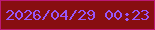 文字の大きさ：4、枠の色：bb1975、背景の色：880e11、文字の色：9856f9 無料ブログパーツのブログ時計