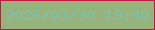 文字の大きさ：4、枠の色：bb1d4b、背景の色：99b17a、文字の色：7cc2a9 無料ブログパーツのブログ時計