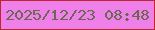 文字の大きさ：5、枠の色：bb272a、背景の色：ef7fe9、文字の色：6d6650 無料ブログパーツのブログ時計