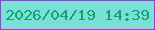 文字の大きさ：1、枠の色：bb29ee、背景の色：79e0d5、文字の色：15a076 無料ブログパーツのブログ時計