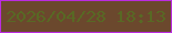 文字の大きさ：1、枠の色：bb2ce0、背景の色：6b482d、文字の色：586924 無料ブログパーツのブログ時計