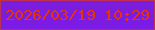 文字の大きさ：3、枠の色：bb3054、背景の色：7d1ce1、文字の色：e8320b 無料ブログパーツのブログ時計