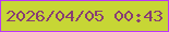 文字の大きさ：5、枠の色：bb36f7、背景の色：c7d635、文字の色：883e73 無料ブログパーツのブログ時計