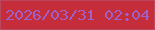 文字の大きさ：3、枠の色：bb475c、背景の色：c52d3a、文字の色：9f60c8 無料ブログパーツのブログ時計