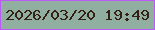 文字の大きさ：5、枠の色：bb5af5、背景の色：90afa1、文字の色：342113 無料ブログパーツのブログ時計