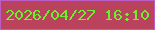 文字の大きさ：1、枠の色：bb5dc5、背景の色：bb425d、文字の色：6bef2e 無料ブログパーツのブログ時計