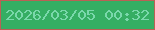 文字の大きさ：1、枠の色：bb6055、背景の色：35ae63、文字の色：7ad8ab 無料ブログパーツのブログ時計