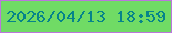 文字の大きさ：4、枠の色：bb76dc、背景の色：70db65、文字の色：06848a 無料ブログパーツのブログ時計
