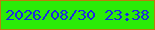 文字の大きさ：2、枠の色：bb7e0d、背景の色：2bec08、文字の色：1b2ae0 無料ブログパーツのブログ時計