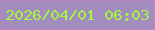 文字の大きさ：2、枠の色：bb84c3、背景の色：a38dbe、文字の色：a5f643 無料ブログパーツのブログ時計