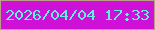 文字の大きさ：2、枠の色：bb9d88、背景の色：cf10d6、文字の色：60eee5 無料ブログパーツのブログ時計