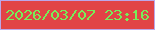 文字の大きさ：3、枠の色：bba7ea、背景の色：e14446、文字の色：76ee59 無料ブログパーツのブログ時計